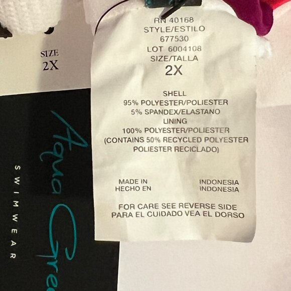 Aqua Green Plus Size 2X Pink Tie-Dye Tankini Swim Top Adjustable Straps NWOT - Picture 4 of 9